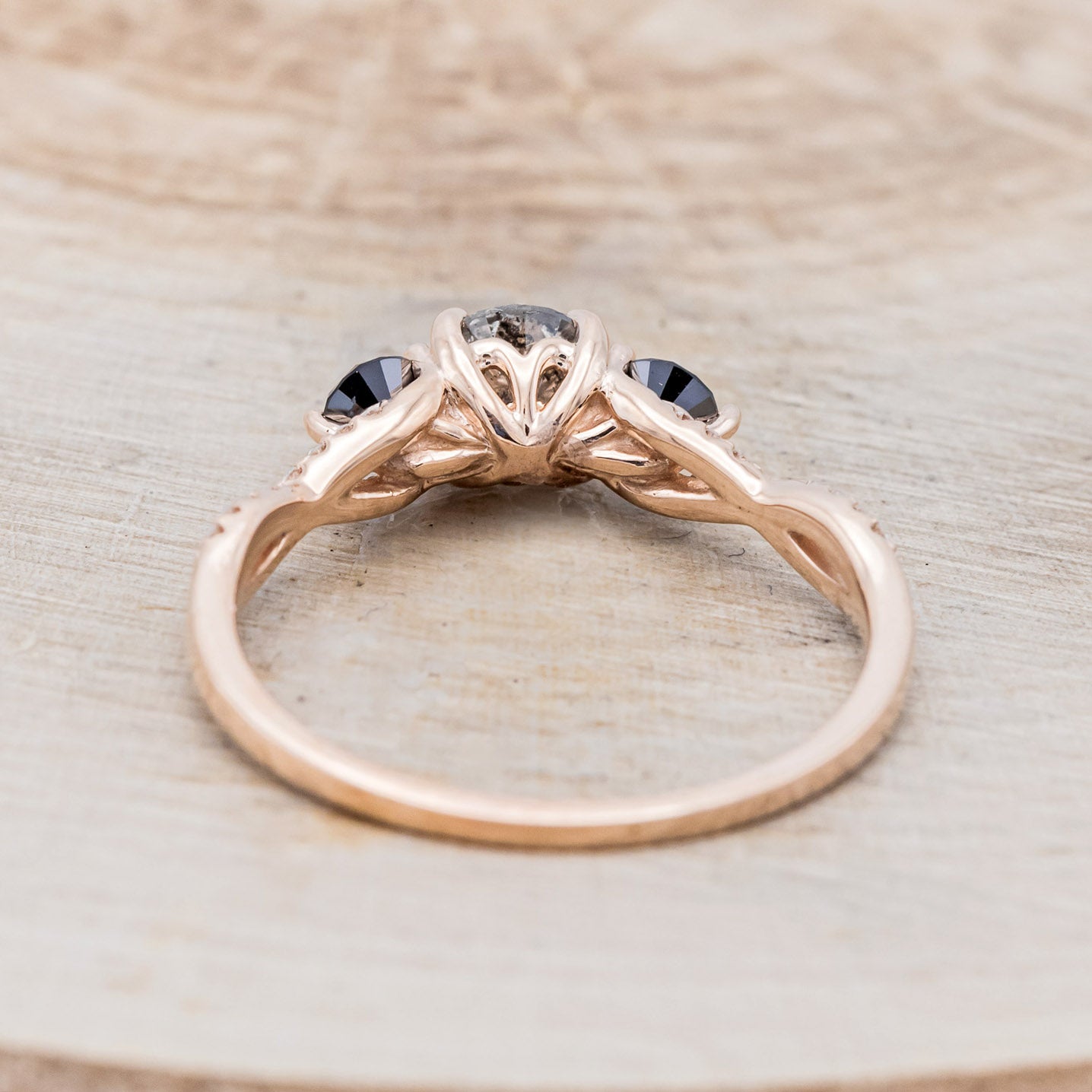 "GAIA" - ENGAGEMENT RING WITH BLACK DIAMOND & DIAMOND ACCENTS - MOUNTING ONLY - SELECT YOUR OWN STONE-6