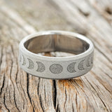 "LUNAR" - MOON PHASE WEDDING BAND WITH SANDBLASTED FINISH-3