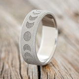 "LUNAR" - MOON PHASE WEDDING BAND WITH SANDBLASTED FINISH-1