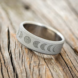 "LUNAR" - MOON PHASE WEDDING BAND WITH SANDBLASTED FINISH-2