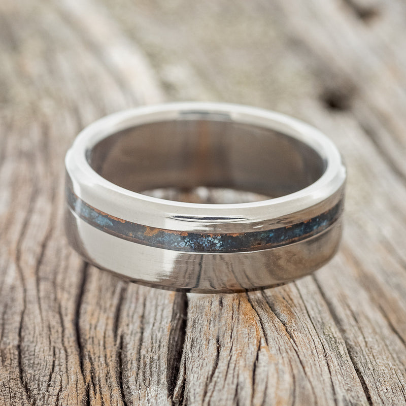 "VERTIGO" - OFFSET PATINA COPPER WEDDING BAND - READY TO SHIP-3