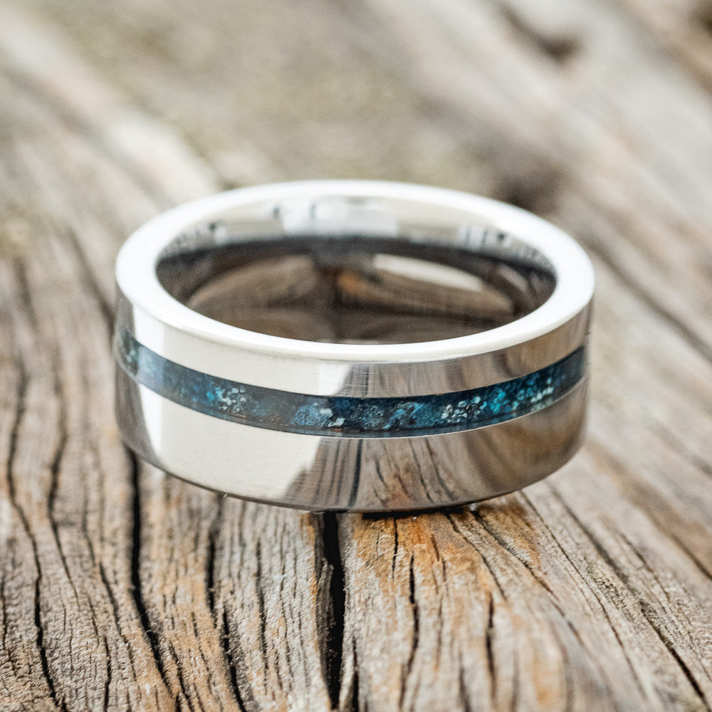 "VERTIGO" - OFFSET PATINA COPPER WEDDING BAND-6