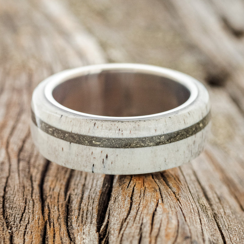 "REMMY" - ANTLER & PYRITE WEDDING BAND - READY TO SHIP-3