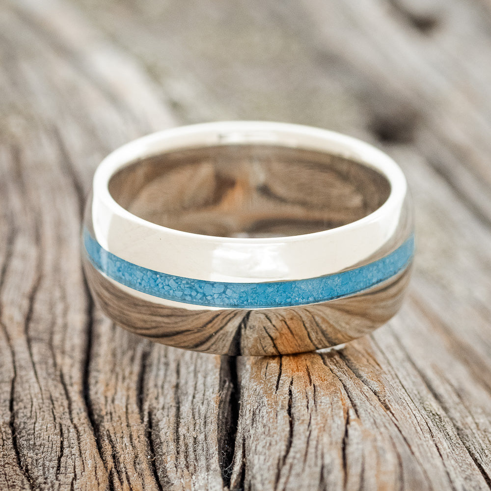 "VERTIGO" - DOMED TURQUOISE WEDDING BAND-13