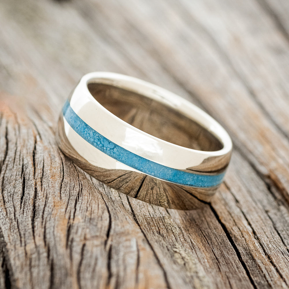 "VERTIGO" - DOMED TURQUOISE WEDDING BAND-12