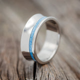 CONCAVE "VERTIGO" - OFFSET TURQUOISE INLAY WEDDING BAND - READY TO SHIP-1