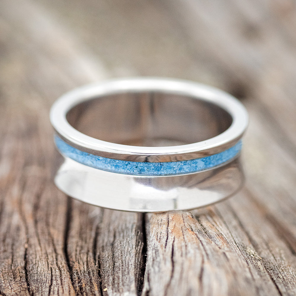 "VERTIGO" - CONCAVE TURQUOISE WEDDING BAND-3