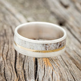"TANNER" - ANTLER & 14K GOLD INLAY WEDDING BAND WITH A BRUSHED FINISH