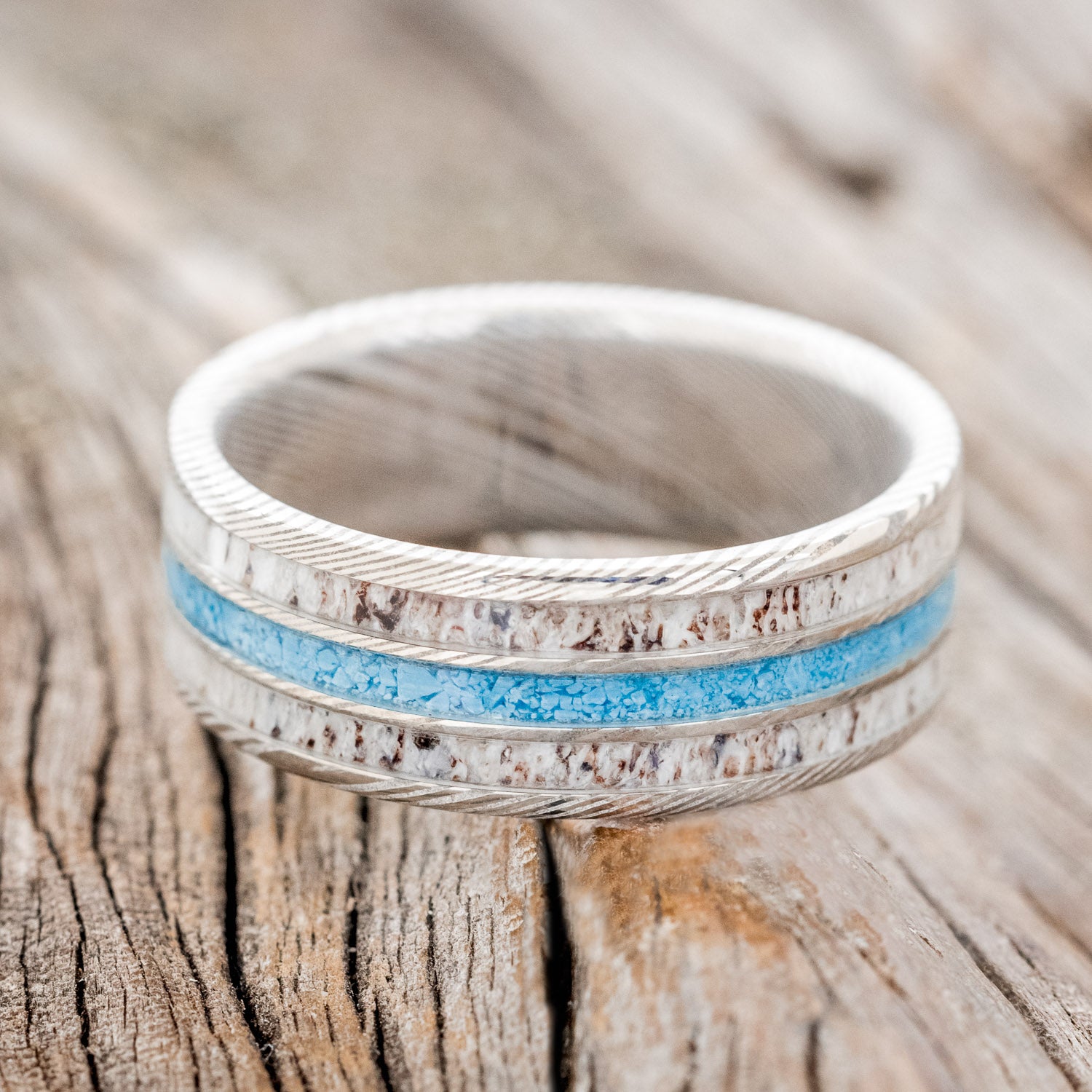 "RIO" - ANTLER & TURQUOISE WEDDING BAND-6