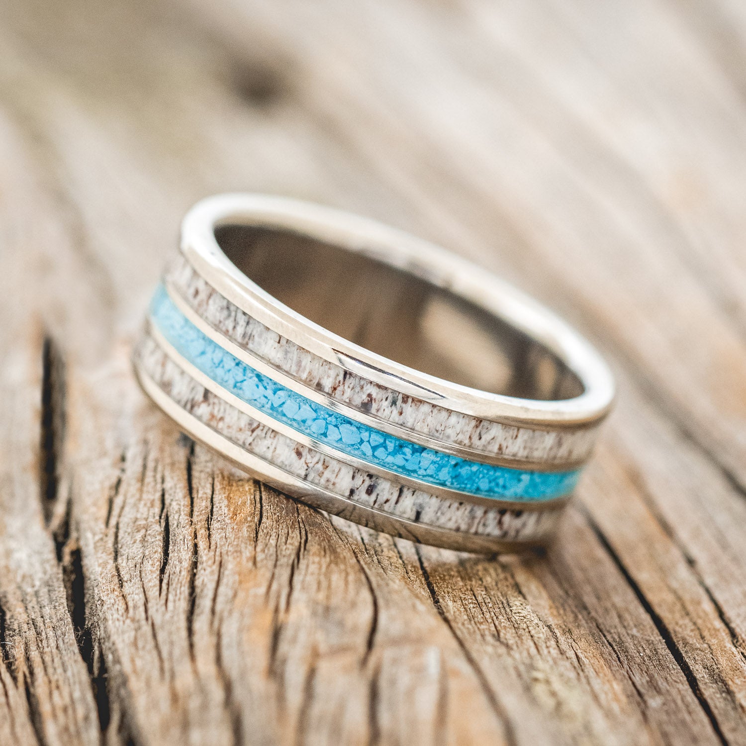 "RIO" - ANTLER & TURQUOISE WEDDING BAND-2