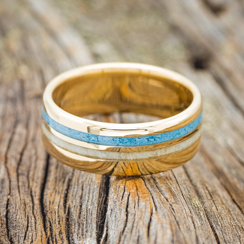 "COSMO" - ANTLER & TURQUOISE WEDDING BAND-12