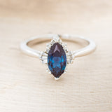 "DAHLIA" - MARQUISE LAB-GROWN ALEXANDRITE ENGAGEMENT RING WITH DIAMOND ACCENTS