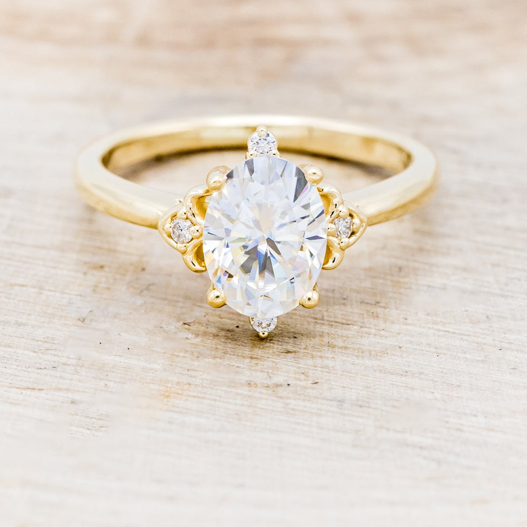 "ZELLA" - OVAL MOISSANITE ENGAGEMENT RING WITH DIAMOND ACCENTS-4