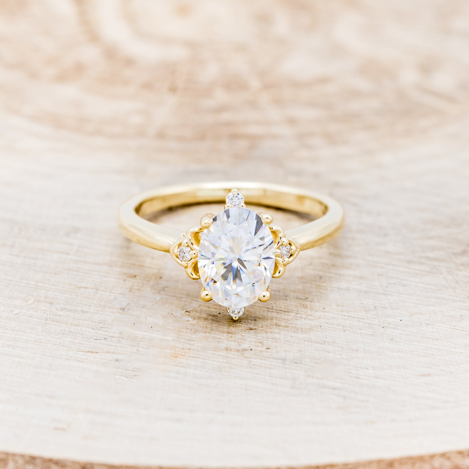 "ZELLA" - OVAL MOISSANITE ENGAGEMENT RING WITH DIAMOND ACCENTS-4