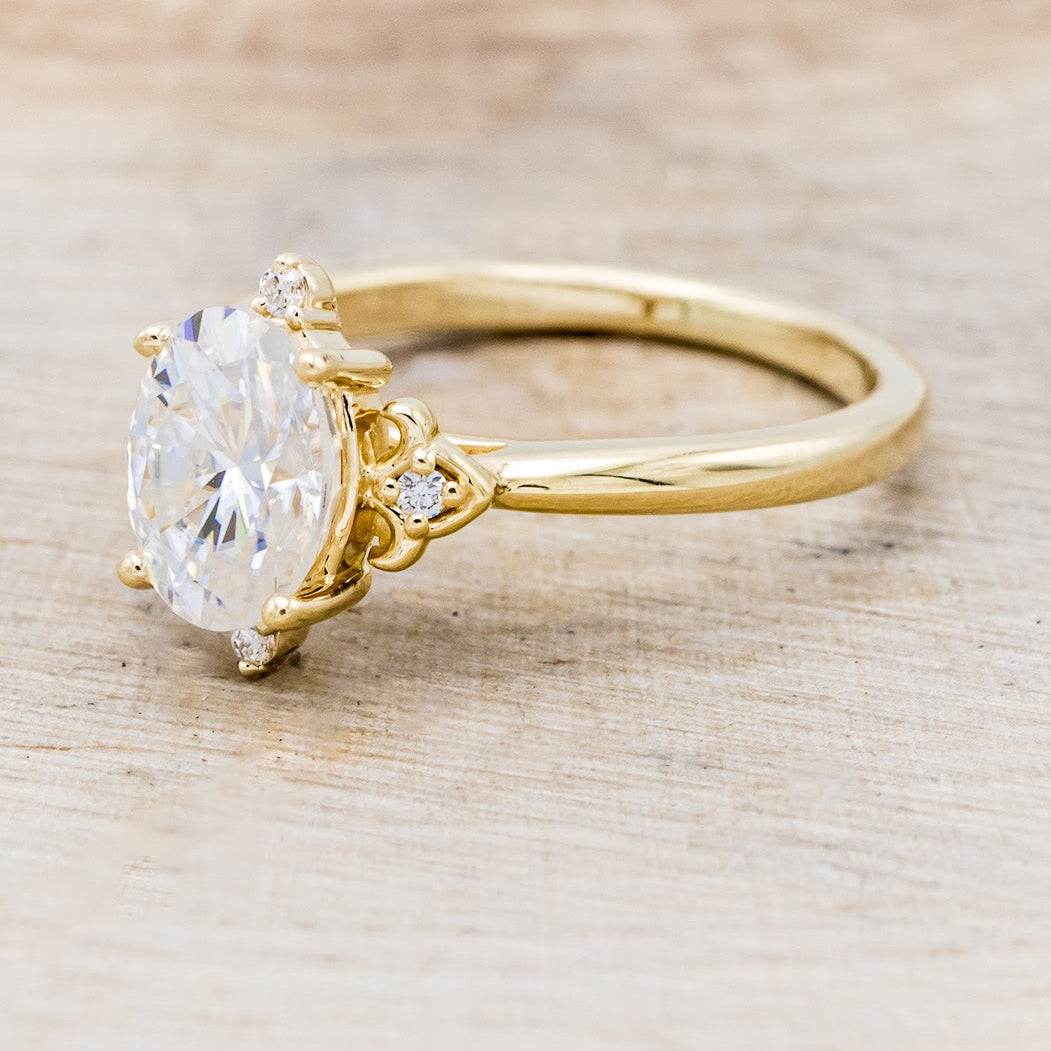 "ZELLA" - OVAL MOISSANITE ENGAGEMENT RING WITH DIAMOND ACCENTS-3