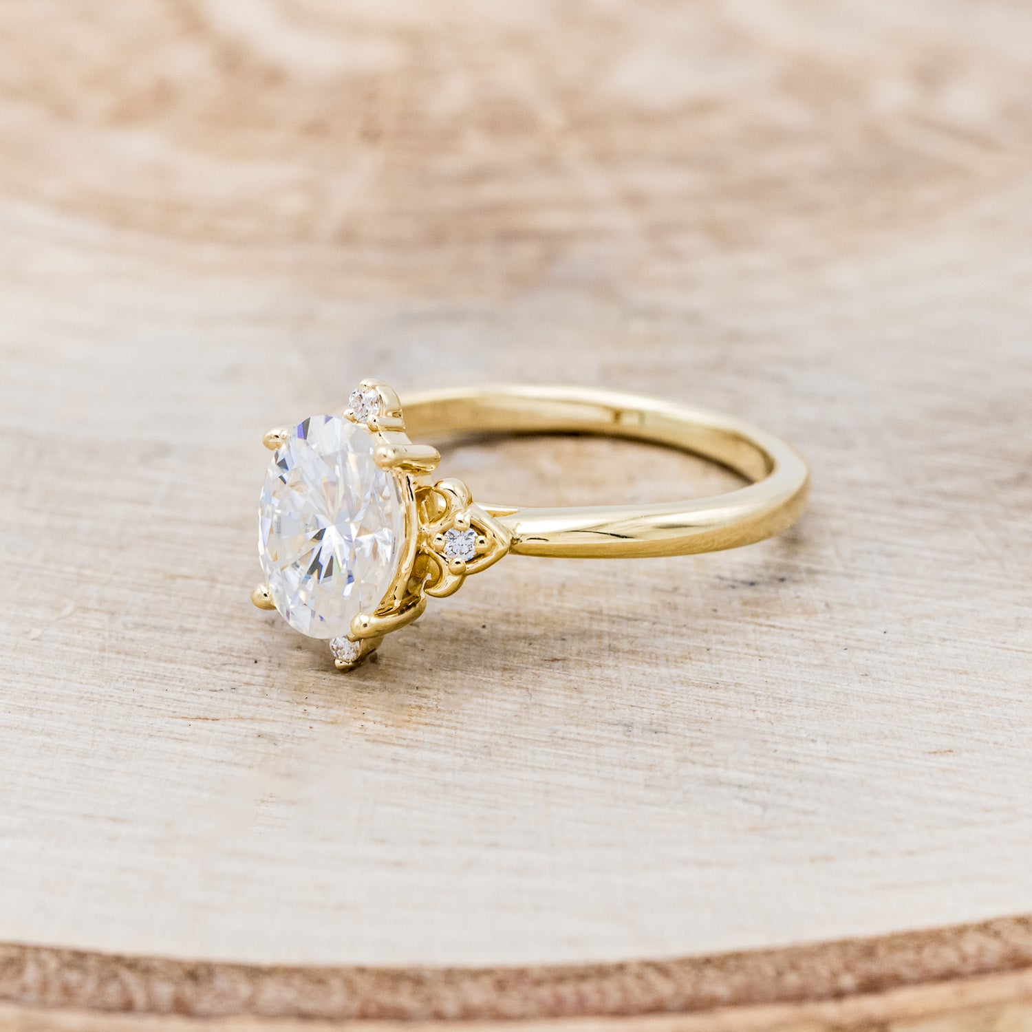 "ZELLA" - OVAL MOISSANITE ENGAGEMENT RING WITH DIAMOND ACCENTS-3