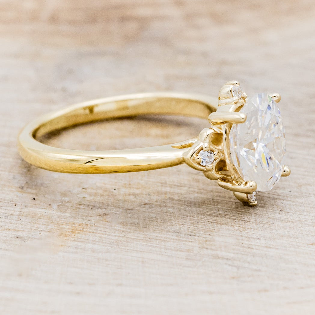 "ZELLA" - OVAL MOISSANITE ENGAGEMENT RING WITH DIAMOND ACCENTS-2