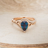 "SCARLET" - PEAR-SHAPED LAB-GROWN ALEXANDRITE ENGAGEMENT RING WITH DIAMOND ACCENTS