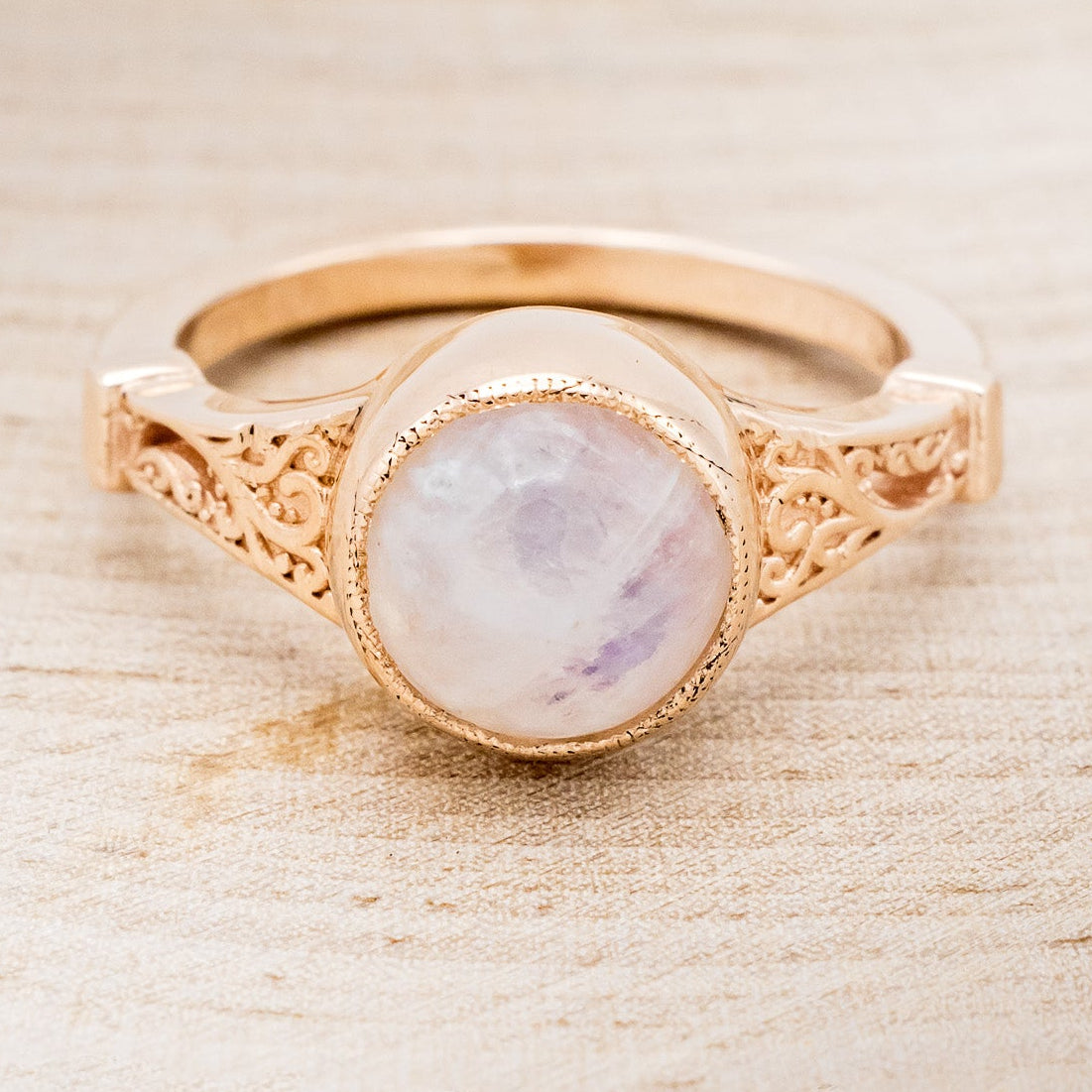 "SELENE" - ROUND CUT MOONSTONE ENGAGEMENT RING-4