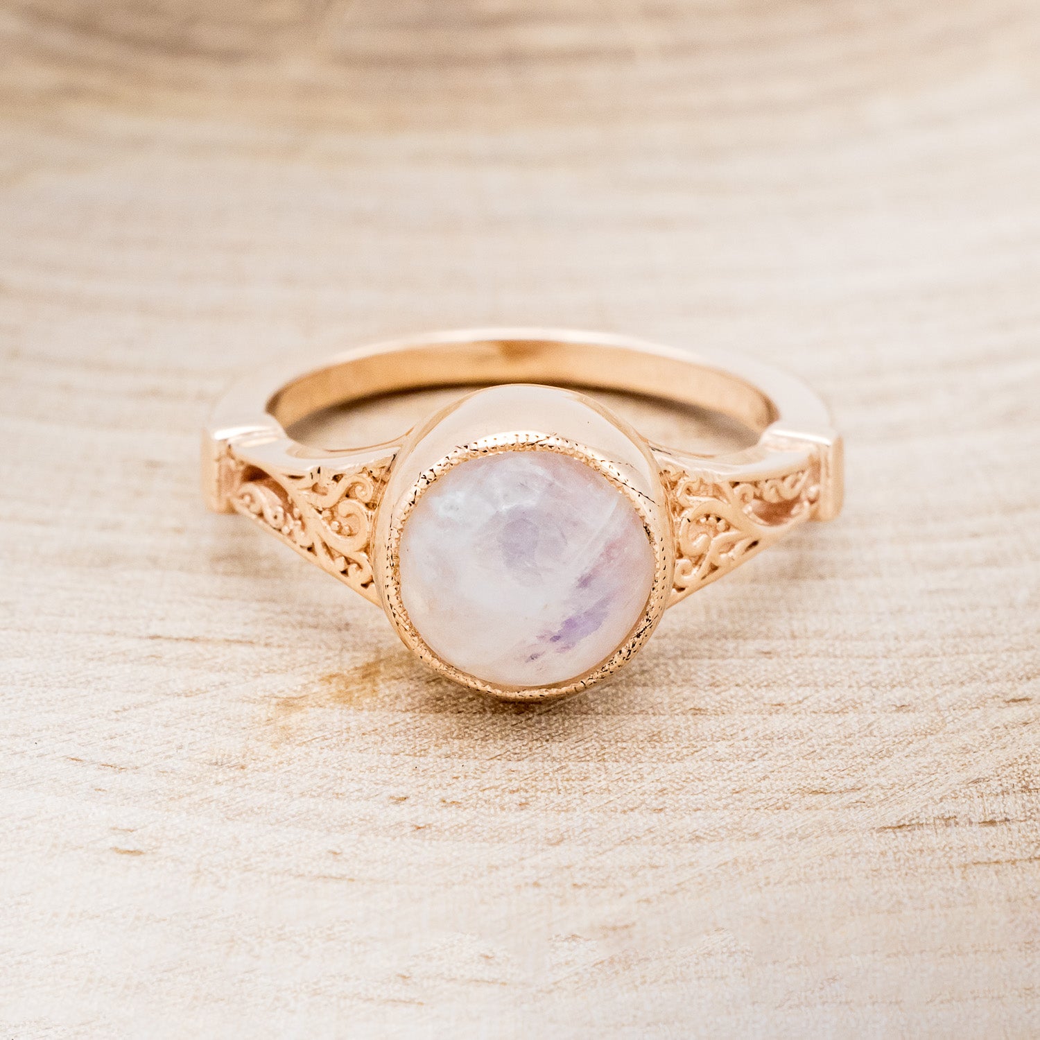 "SELENE" - ROUND CUT MOONSTONE ENGAGEMENT RING-4
