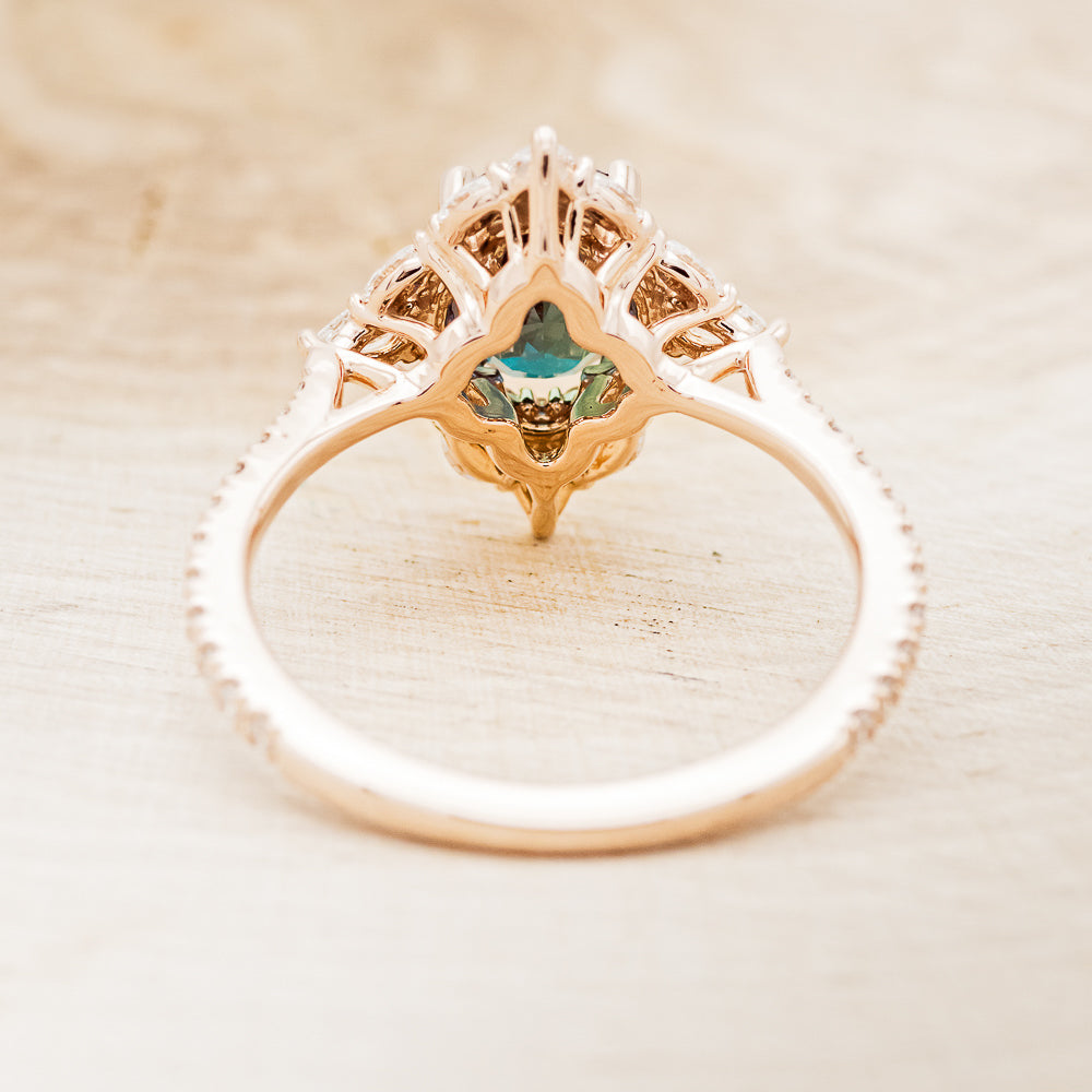 "NORTH STAR" - OVAL LAB-GROWN ALEXANDRITE ENGAGEMENT RING WITH DIAMOND HALO & ACCENTS-14