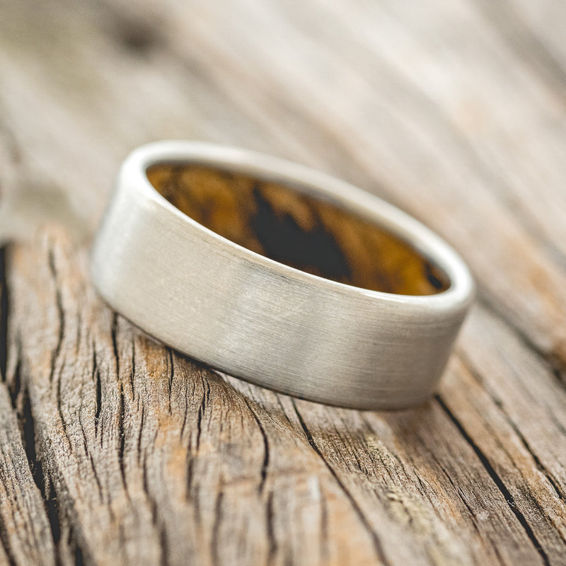 SPALTED MAPLE LINED WEDDING BAND WITH A BRUSHED FINISH - READY TO SHIP-3