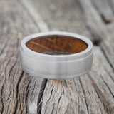 "SEDONA" - WHISKEY BARREL LINED WEDDING RING WITH A BRUSHED FINISH - READY TO SHIP-7