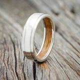 "SEDONA" - RAISED CENTER WEDDING RING FEATURING A WHISKEY BARREL LINED 14K GOLD BAND-2