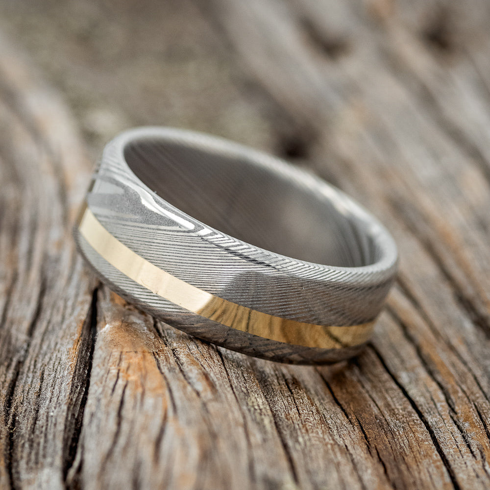 "VERTIGO" - 14K GOLD INLAY WEDDING RING-5