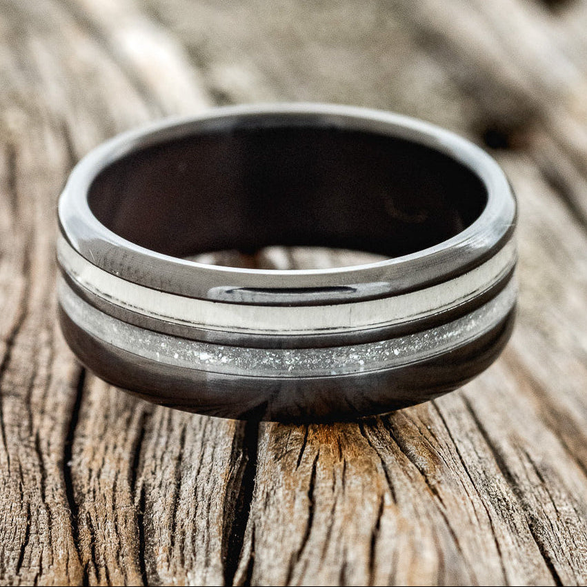 "COSMO" - DIAMOND DUST & ANTLER WEDDING BAND-6
