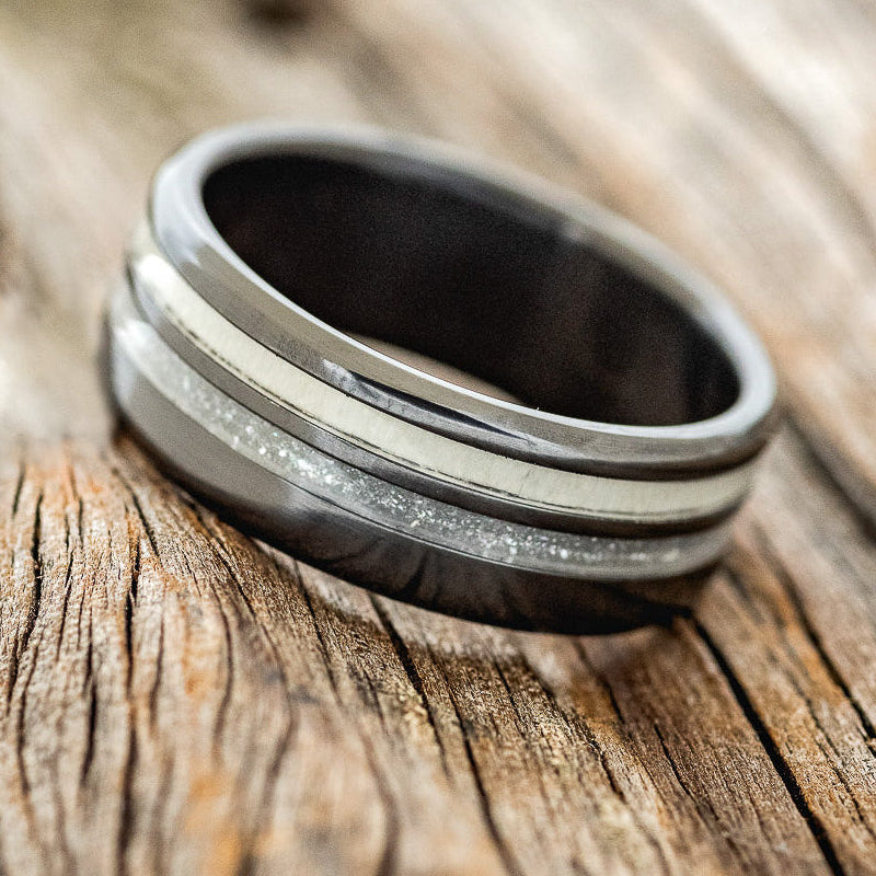 "COSMO" - DIAMOND DUST & ANTLER WEDDING BAND-5