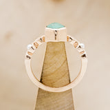 "BIANCA" - BRIDAL SUITE - KITE CUT TURQUOISE ENGAGEMENT RING WITH PEARLS & DIAMOND ACCENTS-10