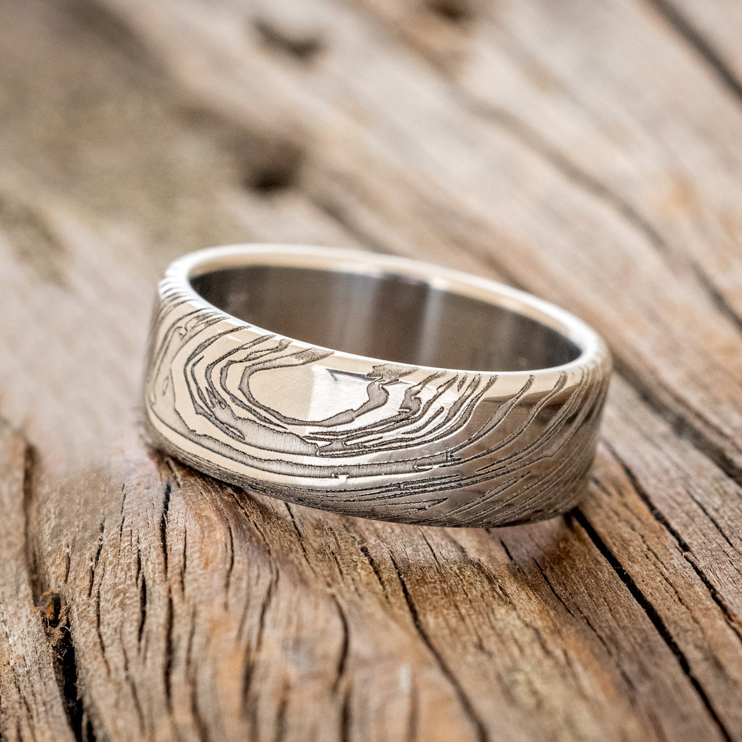 WOODGRAIN PATTERN WEDDING BAND - READY TO SHIP-2