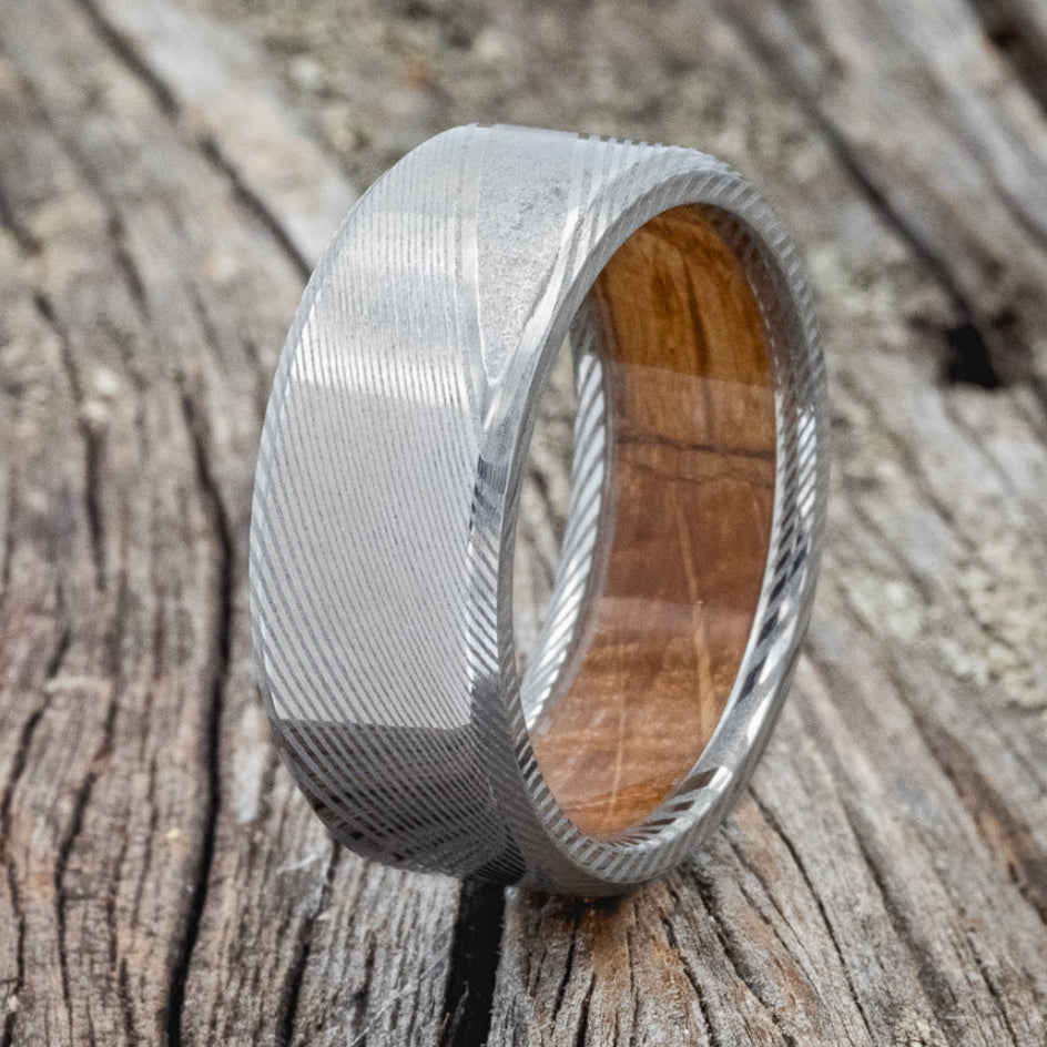 WHISKEY BARREL LINED WEDDING BAND-7