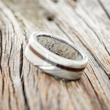 "VERTIGO" - IRONWOOD WEDDING RING WITH ANTLER LINED BAND-19