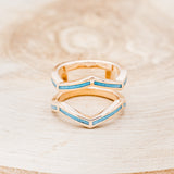  Shown here is "Lina", turquoise ring guard, front facing. Many other center stone options are available upon request.