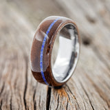 "REMMY" - IRONWOOD & LAPIS LAZULI INLAY WEDDING BAND - READY TO SHIP-4