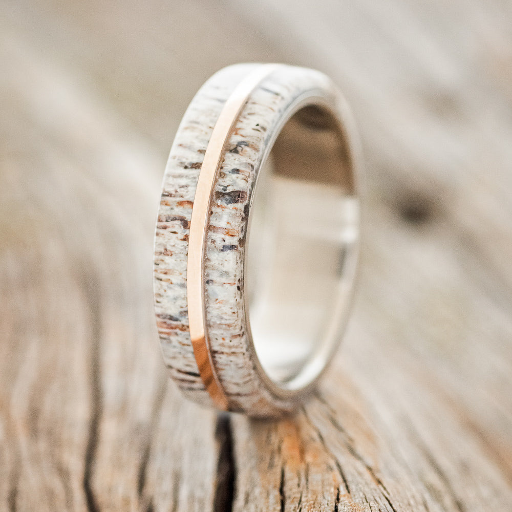 "GOLDEN"- MATCHING SET OF ELK ANTLER & 14K GOLD INLAY-3