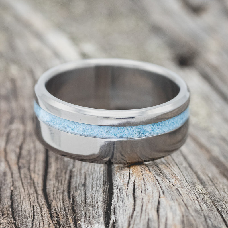 "VERTIGO" - TURQUOISE WEDDING BAND - TITANIUM - SIZE 12 1/2-4