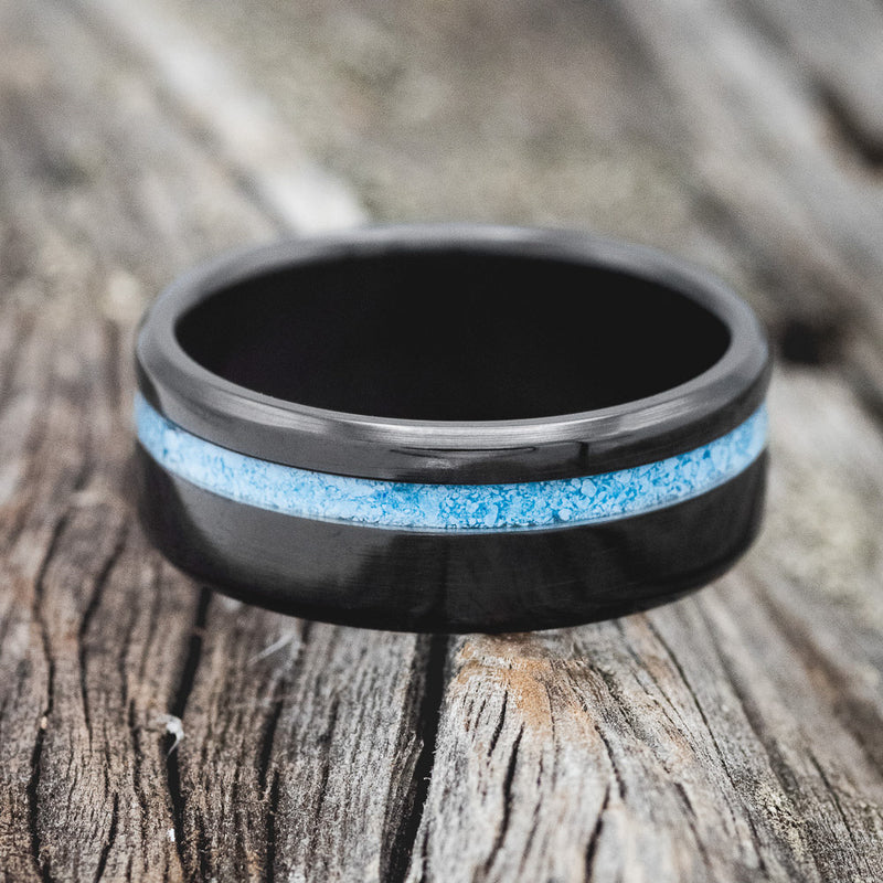 "VERTIGO" - TURQUOISE INLAY WEDDING BAND - READY TO SHIP-11