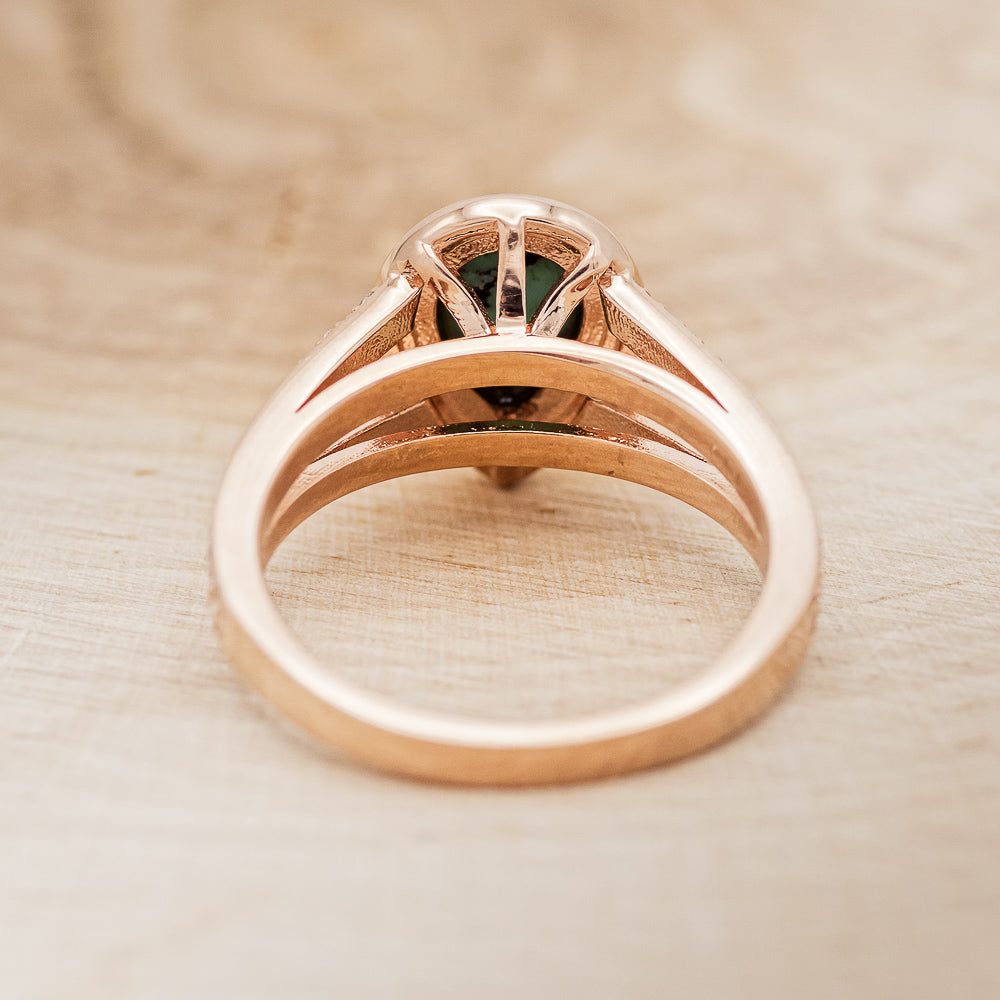 SPLIT SHANK PEAR-SHAPED TURQUOISE ENGAGEMENT RING WITH DIAMOND HALO & ACCENTS-5