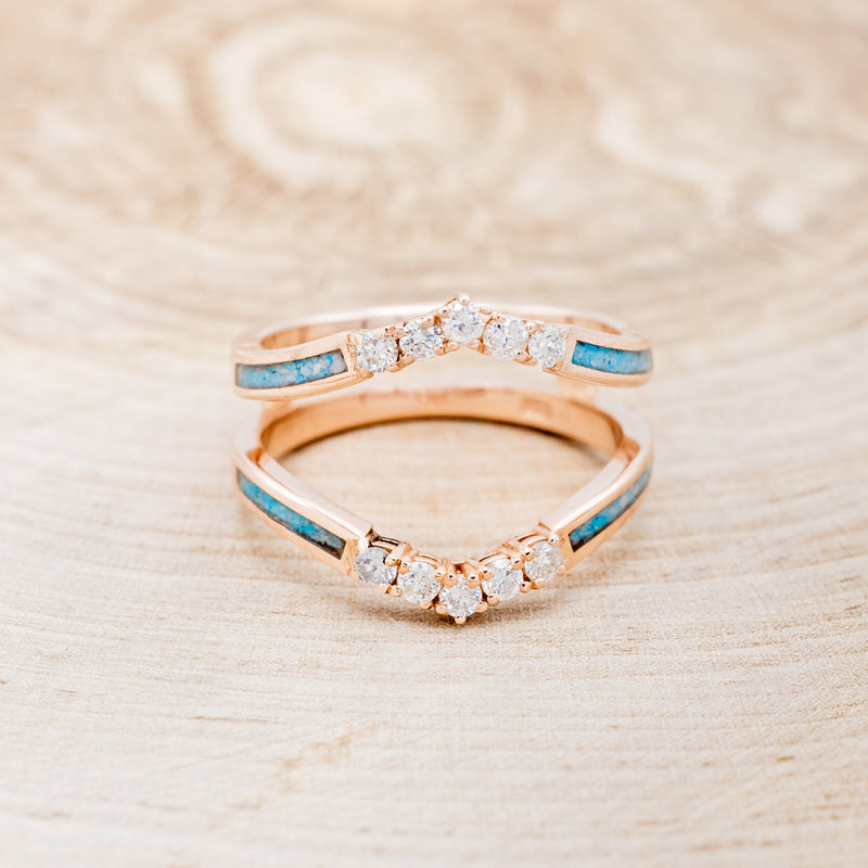 "RAYA" RING GUARD - TURQUOISE RING GUARD WITH DIAMOND ACCENTS