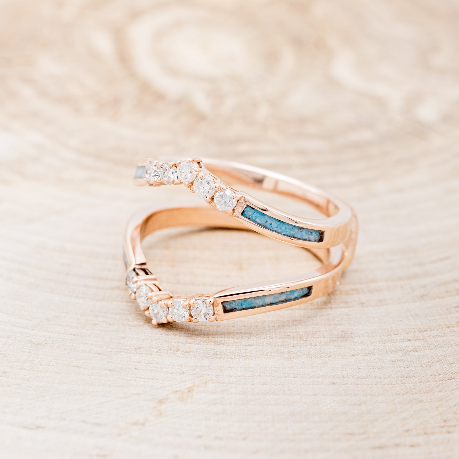 "RAYA" RING GUARD - TURQUOISE RING GUARD WITH DIAMOND ACCENTS-9