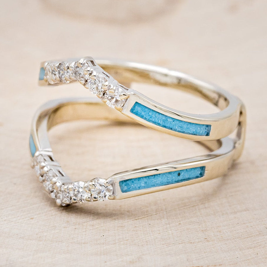 "RAYA" RING GUARD - TURQUOISE RING GUARD WITH DIAMOND ACCENTS-3