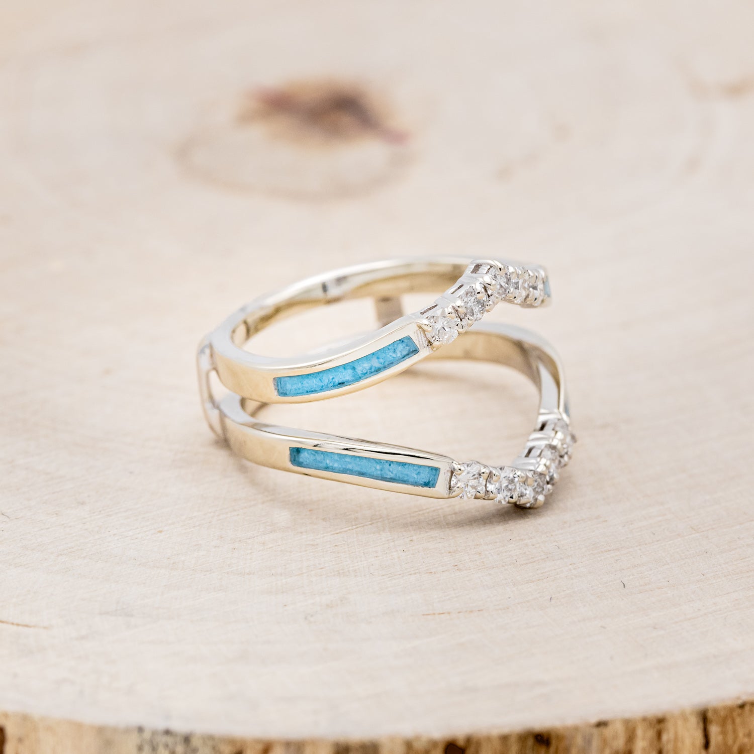 "RAYA" RING GUARD - TURQUOISE RING GUARD WITH DIAMOND ACCENTS-2