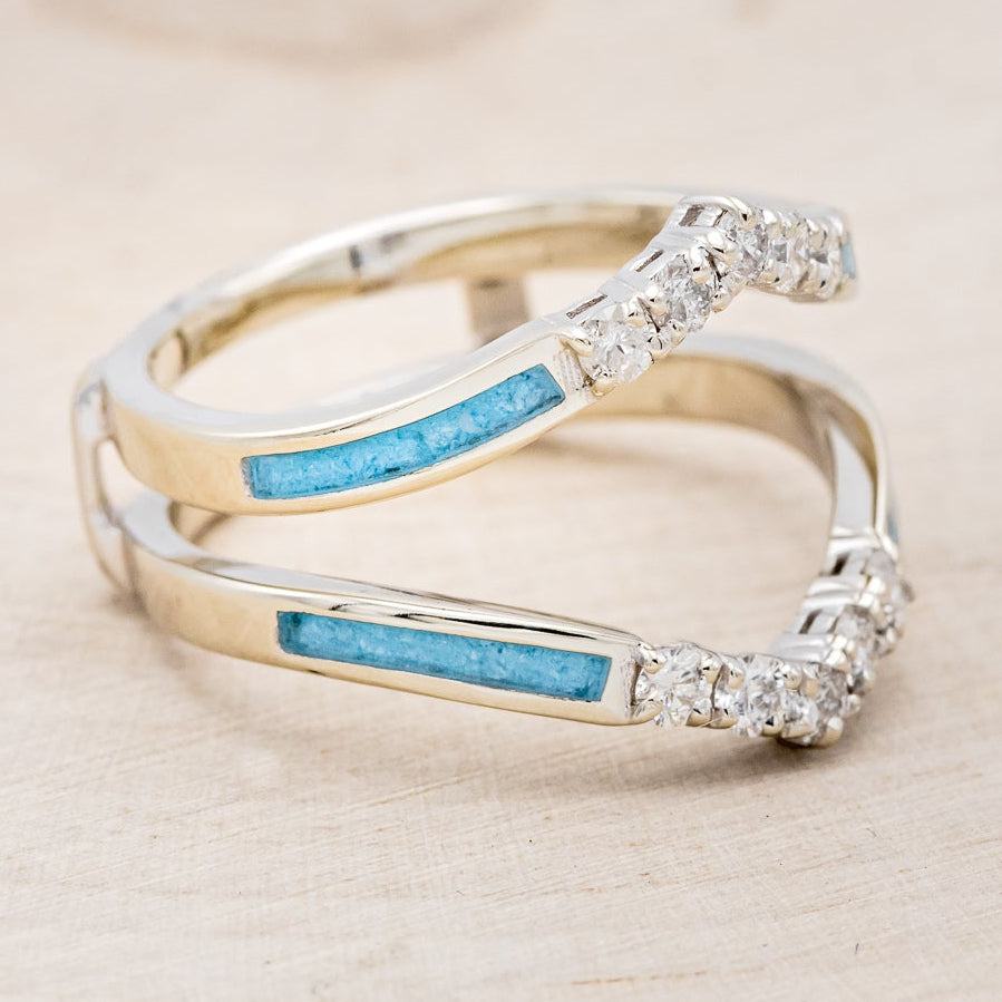 "RAYA" RING GUARD - TURQUOISE RING GUARD WITH DIAMOND ACCENTS-2