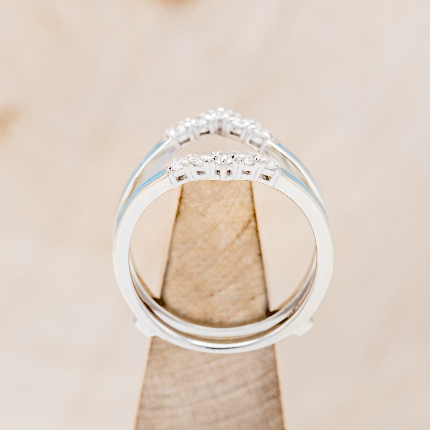 "RAYA" RING GUARD - TURQUOISE RING GUARD WITH DIAMOND ACCENTS-5