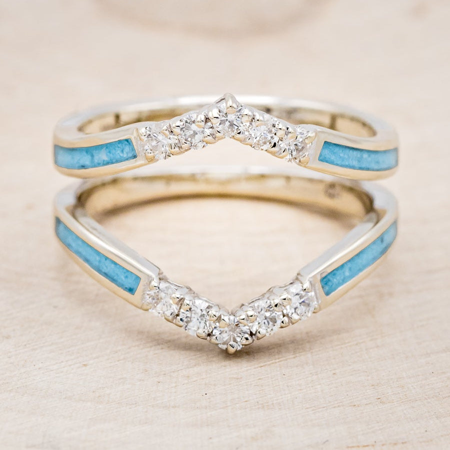 "RAYA" RING GUARD - TURQUOISE RING GUARD WITH DIAMOND ACCENTS-4