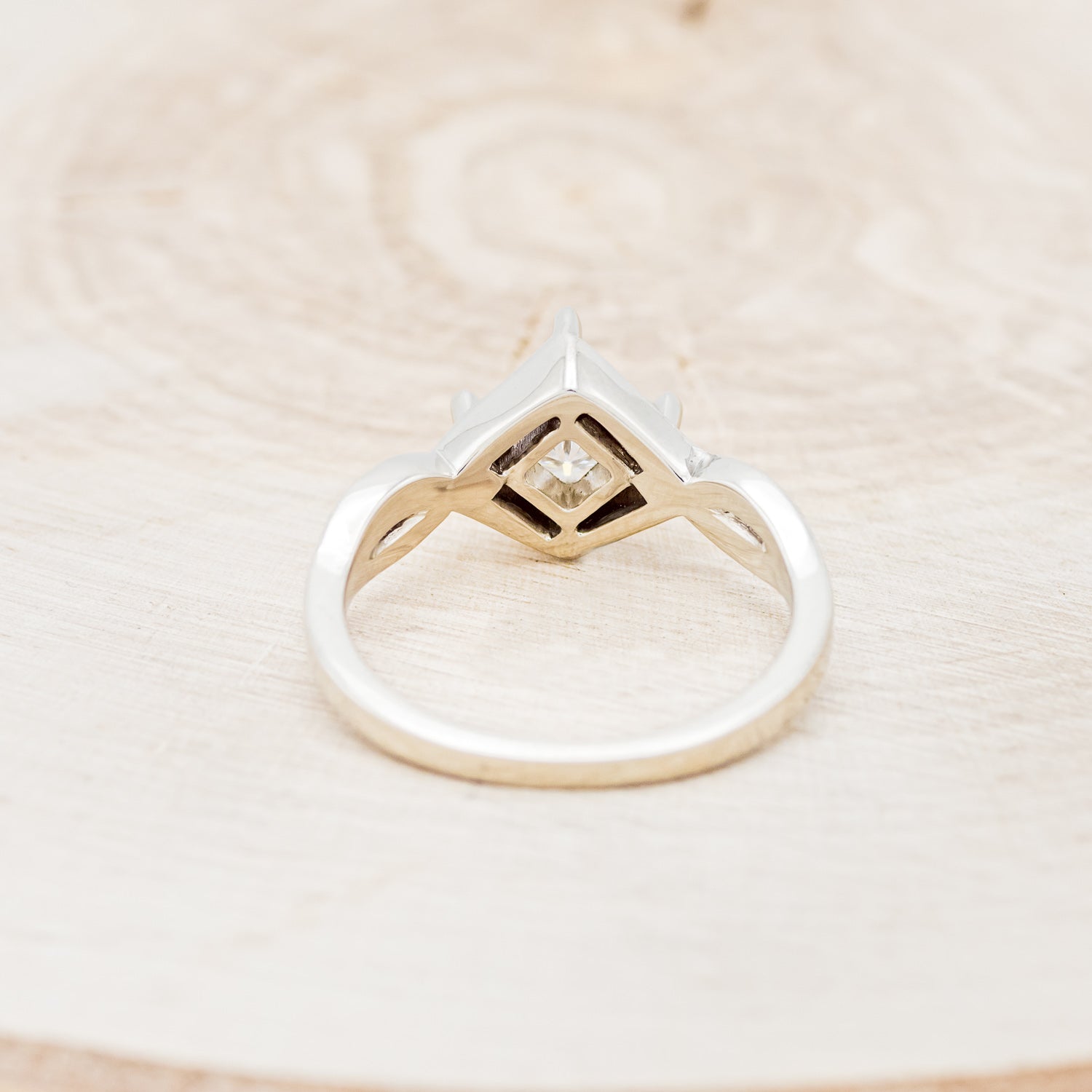 "ADAMAS" - PRINCESS CUT MOISSANITE ENGAGEMENT RING WITH TURQUOISE INLAYS-6