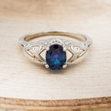 "RELICA" - OVAL LAB-GROWN ALEXANDRITE ENGAGEMENT RING WITH DIAMOND ACCENTS